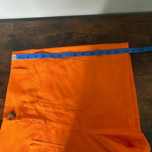 Meave by Anthropologie The Colette Shorts Linen Blend Orange Size 32 High Waist - Picture 8 of 9